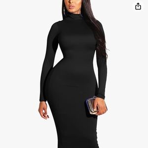 Women's Sexy Turtleneck Long Sleeve Elegant Bodycon Party Long Dress